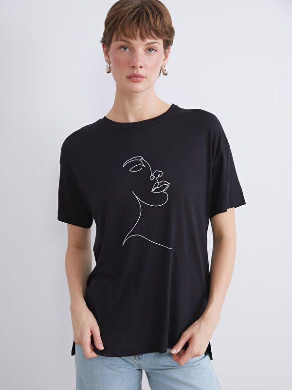 Moudda LC Waikiki - Body jersey manches courtes Femme Noir - Tunisie 1