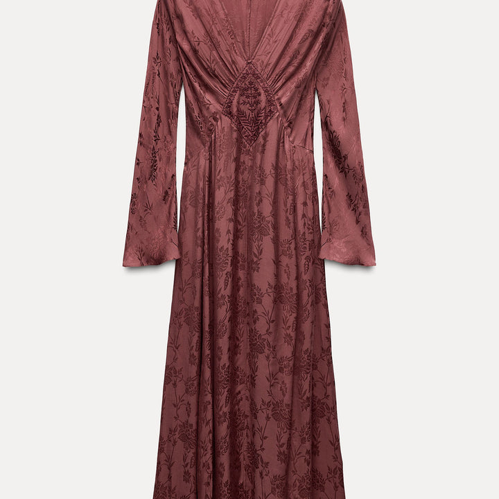 Moudda ZARA - Robe jacquard manches longues encolure en V - Tunisie 1