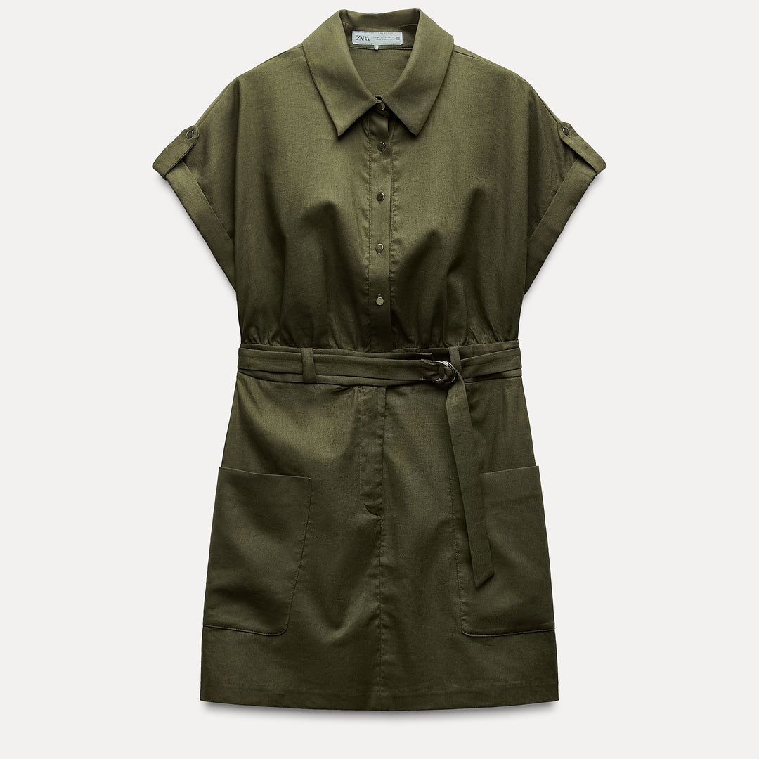 Moudda ZARA - Robe courte lin/coton col chemise manches courtes - Tunisie 2