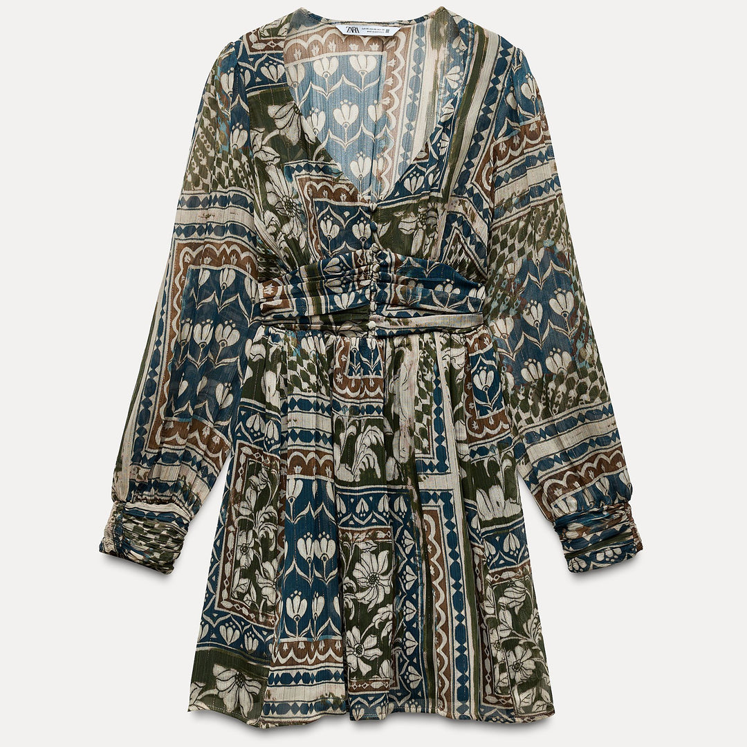 Moudda ZARA - Robe courte imprimée patchwork lurex - Tunisie 2