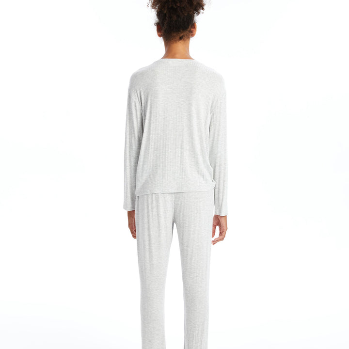 Moudda LC Waikiki - Pyjama en jersey manches longues Femme Mélange de gris - Tunisie 4