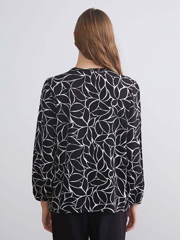 Moudda LC Waikiki - Blouse tissée imprimée manches longues Femme Imprimé en noir - Tunisie 4