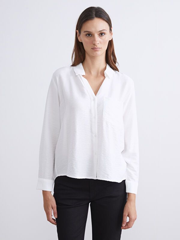 Moudda LC Waikiki - Chemise tissée manches longues Femme Ecru - Tunisie 1