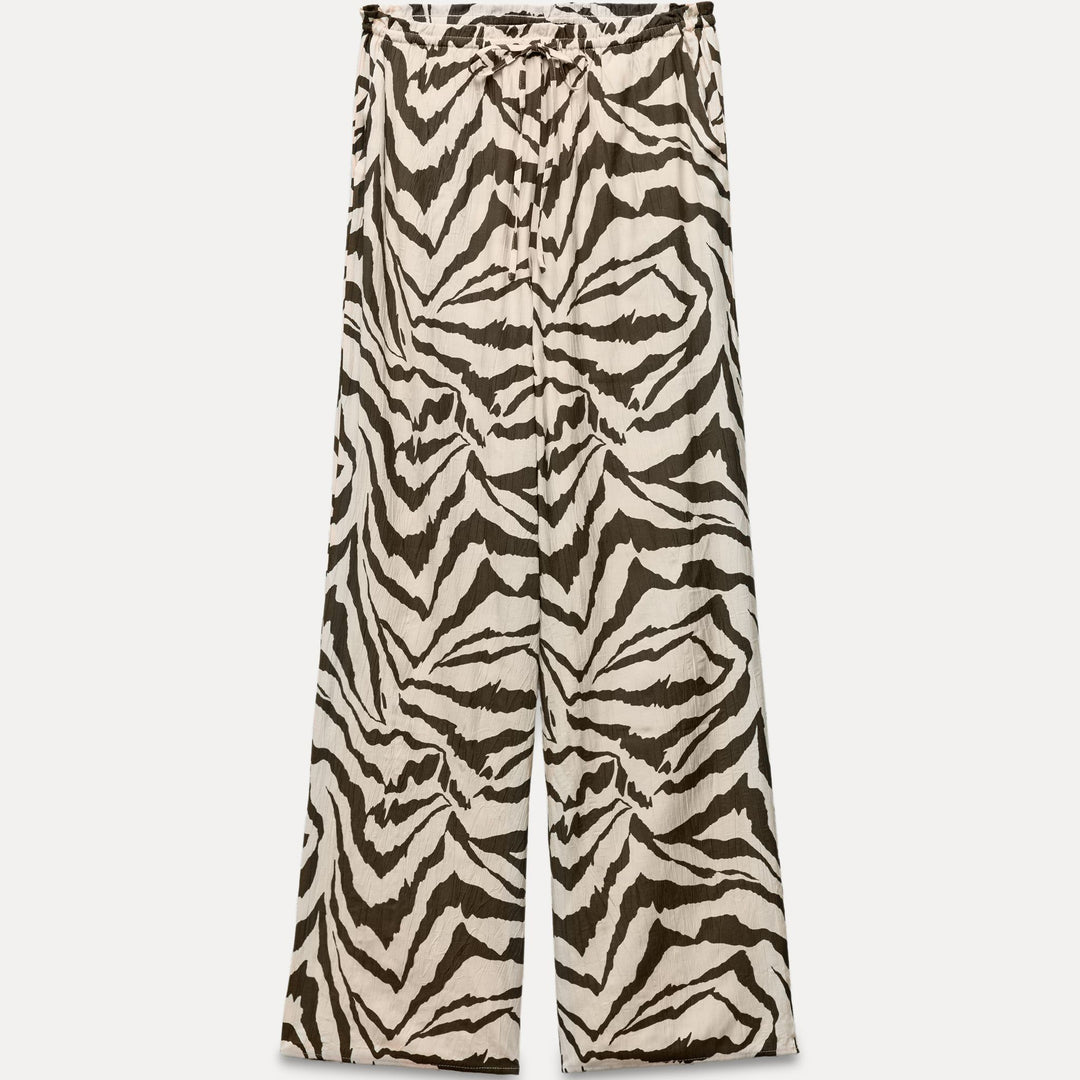 Moudda ZARA - Pantalon fluide structuré imprimé zèbre taille élastique - Tunisie 2