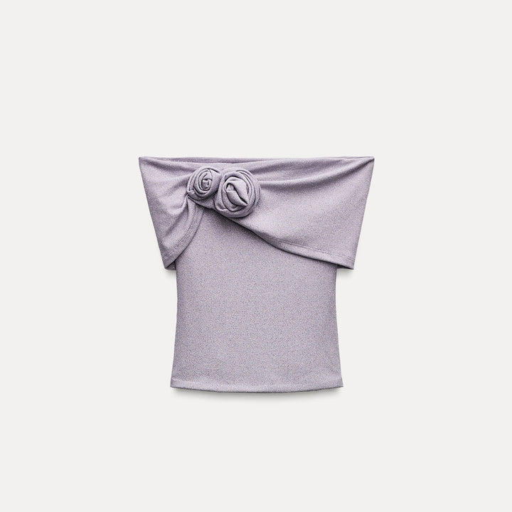 Moudda ZARA - Top maille lurex col bateau fleur - Tunisie 1