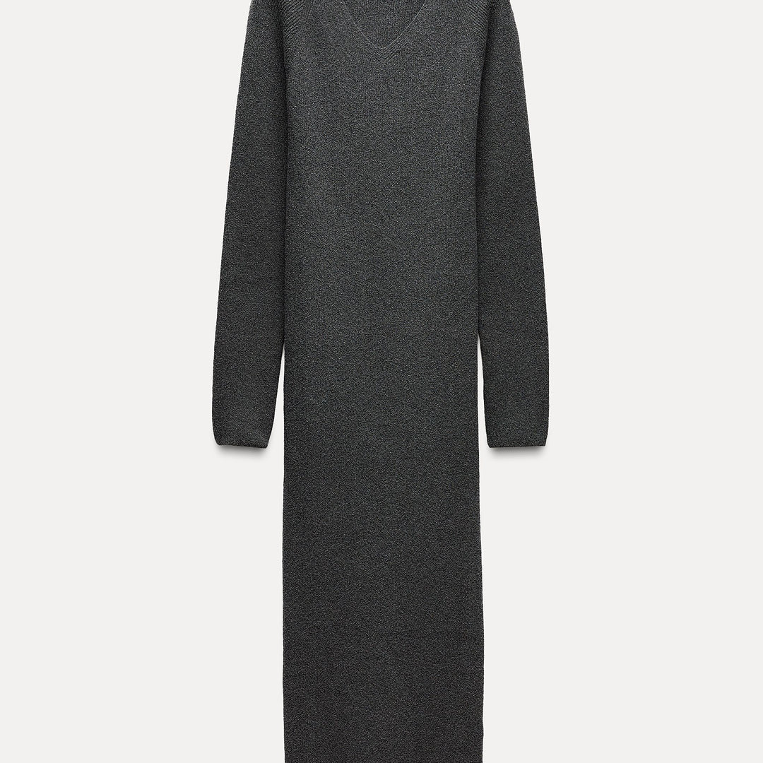 Moudda ZARA - Robe longue encolure en V, maille bouclée - Tunisie 2