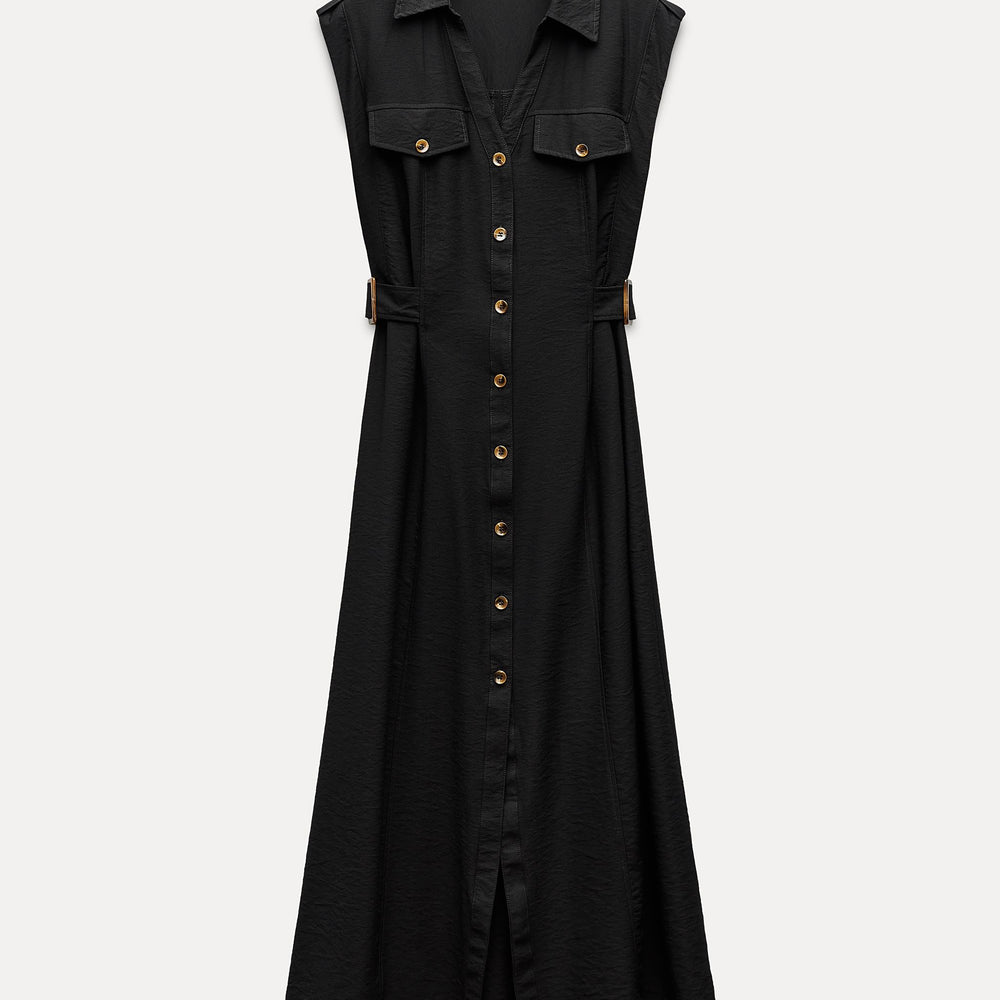 Moudda ZARA - Robe chemise mi-longue style safari détail boucle ceinture - Tunisie 2