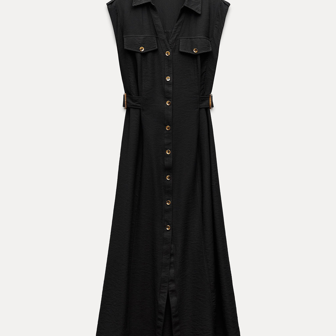 Moudda ZARA - Robe chemise mi-longue style safari détail boucle ceinture - Tunisie 2
