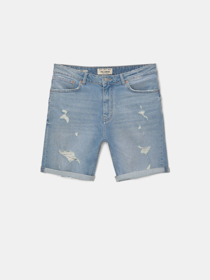 Moudda PULL & BEAR - Bermuda Denim Slim Déchiré TG PK - Tunisie 4