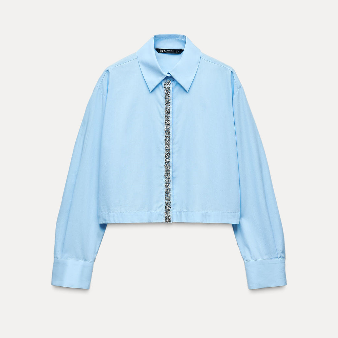 Moudda ZARA - Chemise courte en popeline, détail bijou - Tunisie 2