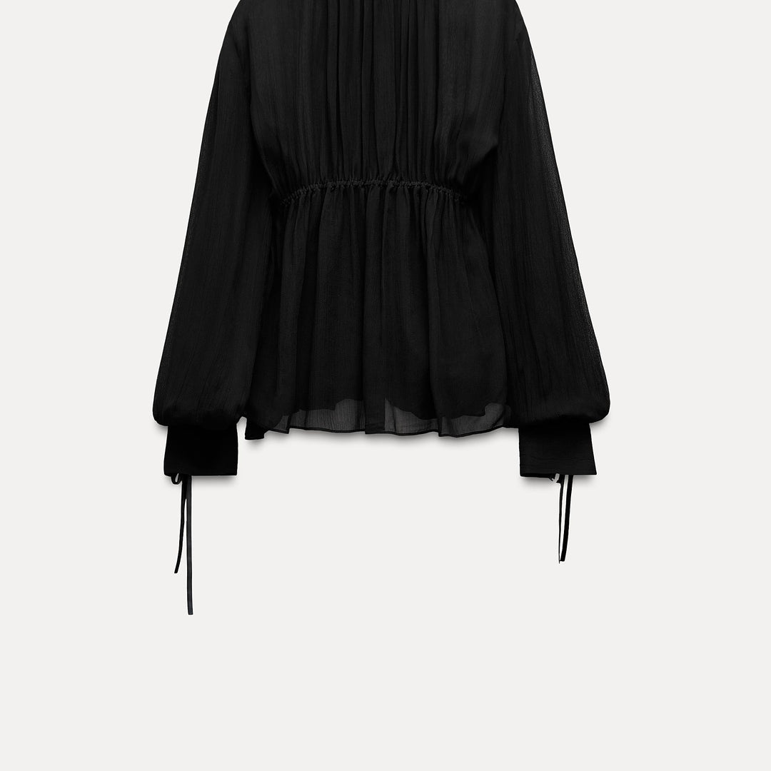 Moudda ZARA - Blouse noir et blanc multiposition combinée velours - Tunisie 2
