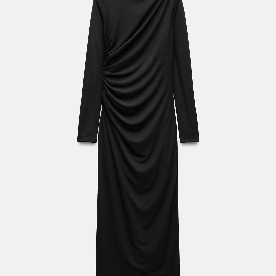 Moudda ZARA - Robe mi-longue drapée maille manches longues col haut - Tunisie 1