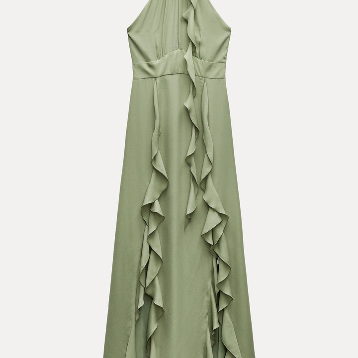 Moudda ZARA - Robe mi-longue col licou détail fleur verte - Tunisie 1
