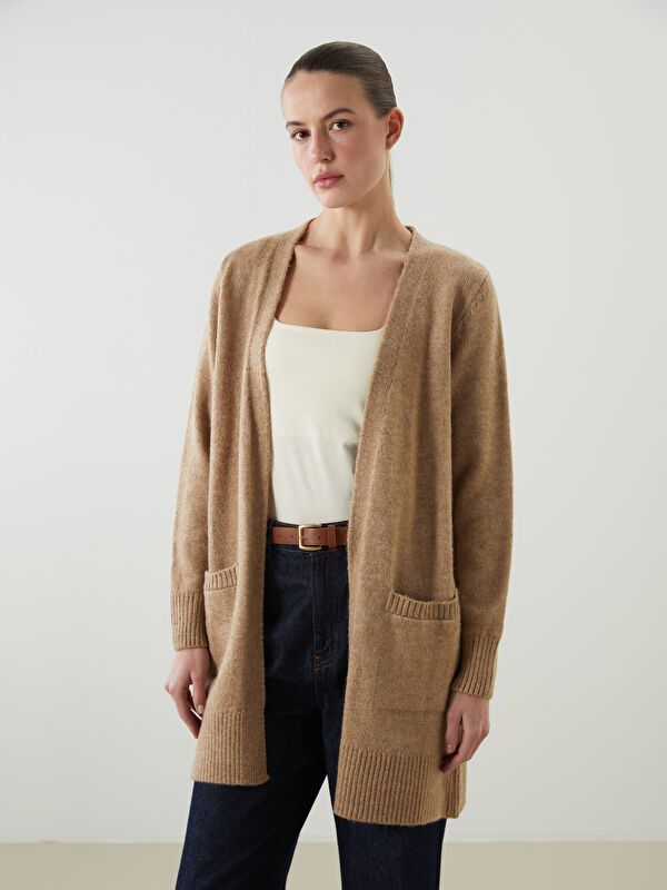Moudda LC Waikiki - Cardigan tricot épais Femme Mélange de chameau - Tunisie 1