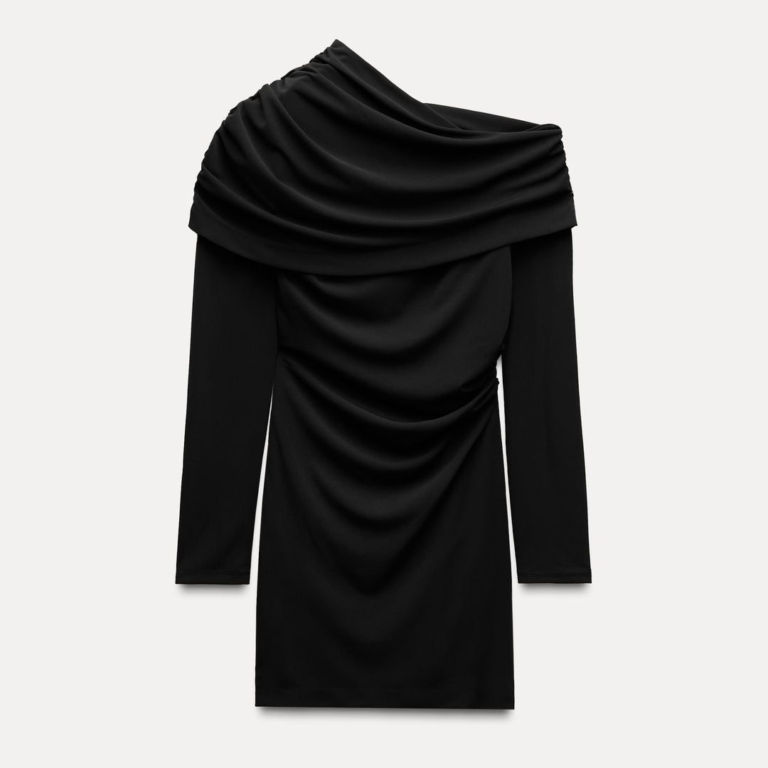 Moudda ZARA - Robe courte en maille asymétrique, plis et finitions - Tunisie 2