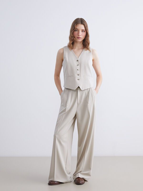 Moudda LC Waikiki - Pantalon tissé fin Femme Beige - Tunisie 1