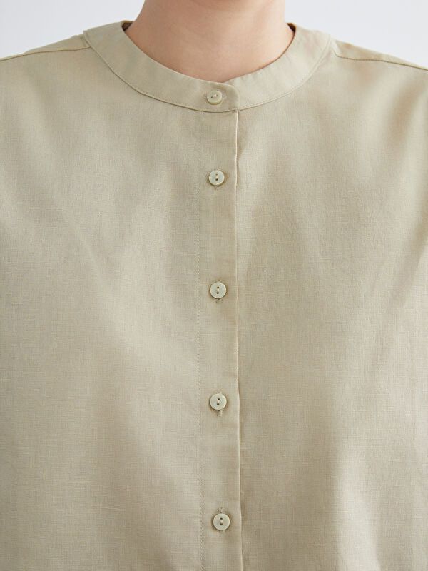 Moudda LC Waikiki - Chemise tissée manches longues Femme Beige - Tunisie 3
