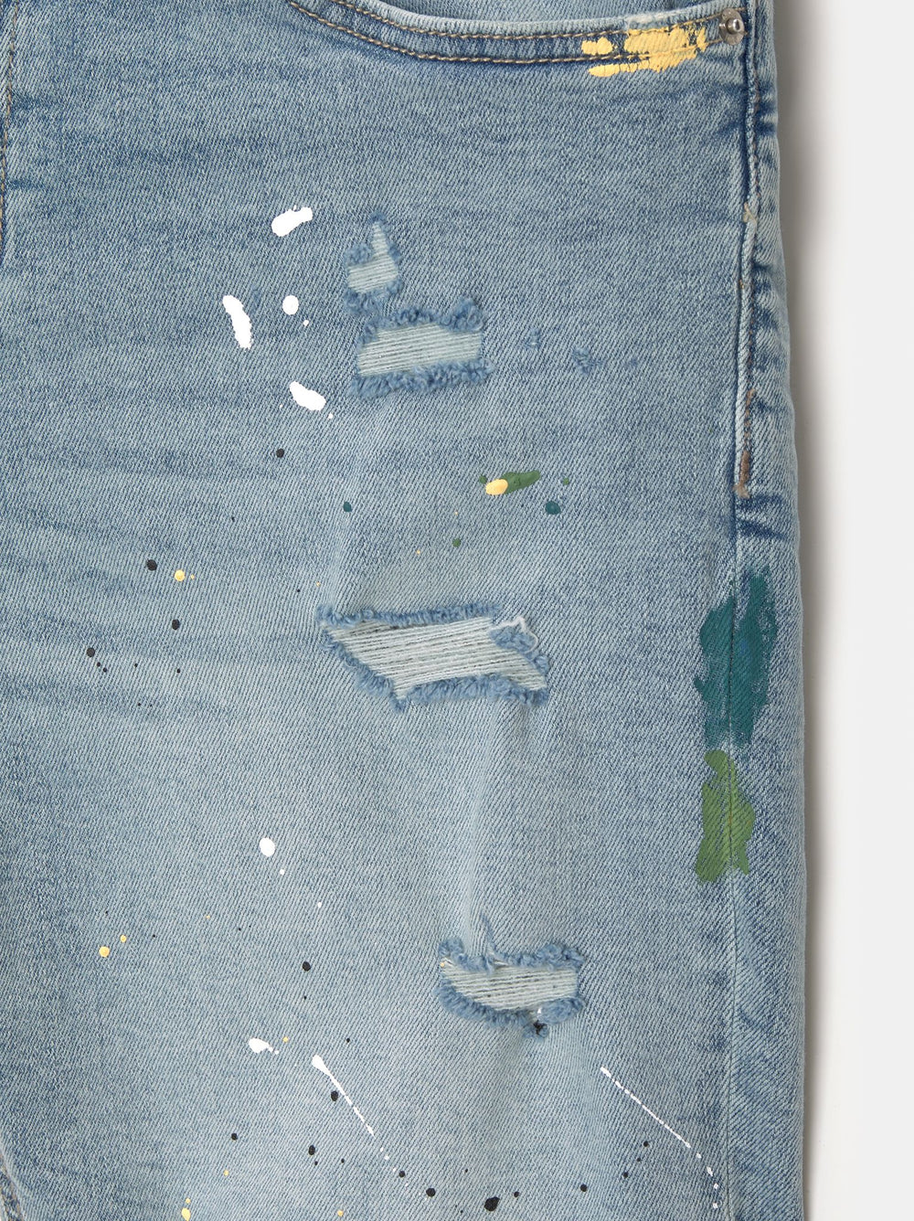 Moudda PULL & BEAR - Bermuda Denim Slim Déchiré Peinture - Tunisie 2