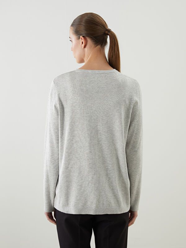 Moudda LC Waikiki - Cardigan fin en tricot Femme Mélange gris clair - Tunisie 4