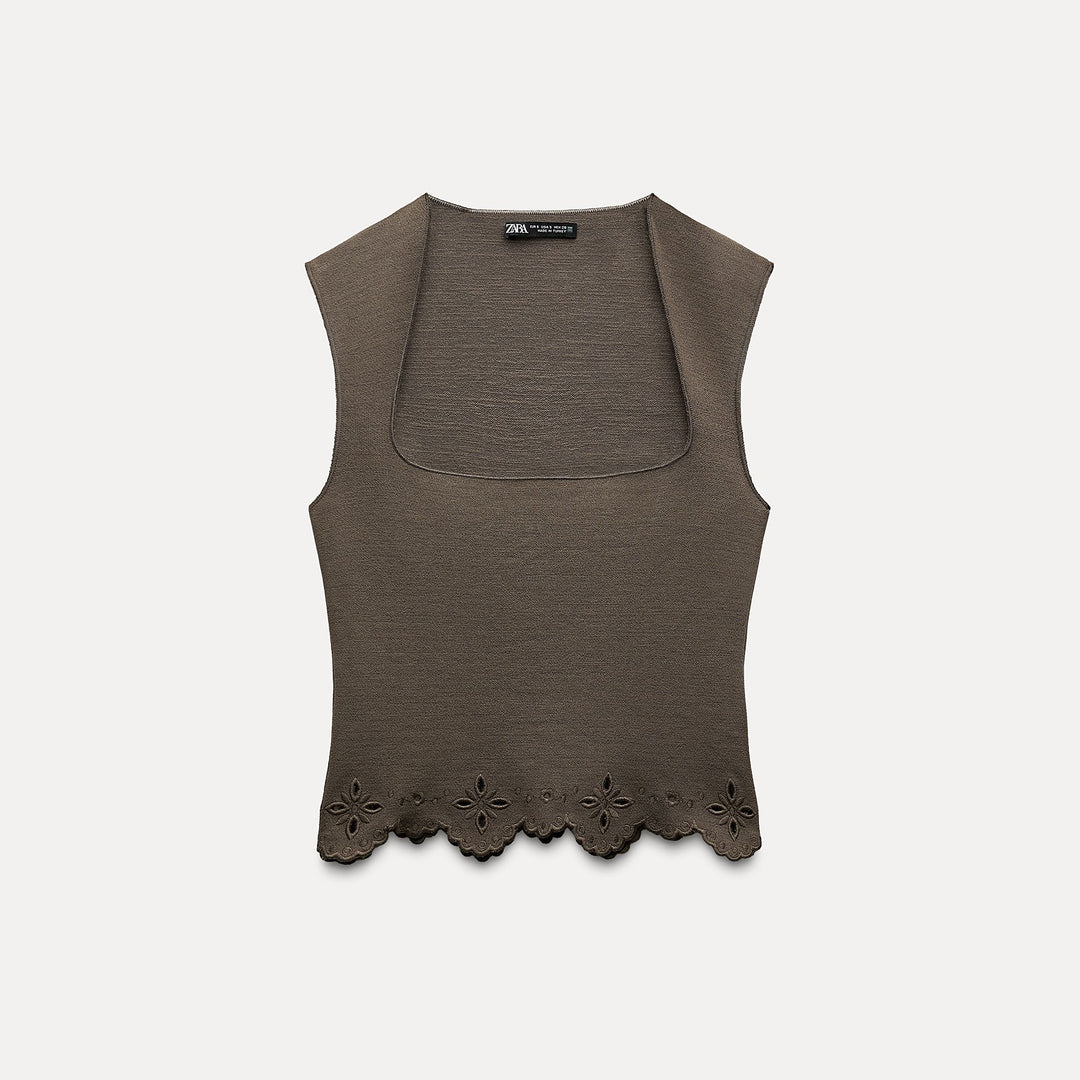 Moudda ZARA - Haut maille extensible, bas brodé, encolure carrée - Tunisie 2