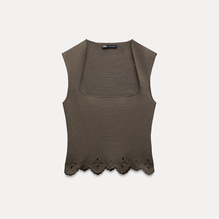 Moudda ZARA - Haut maille extensible, bas brodé, encolure carrée - Tunisie 2