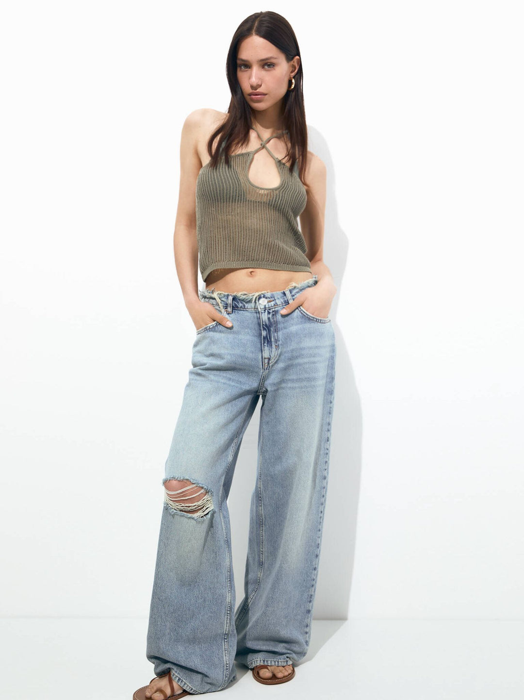 Moudda PULL & BEAR - Pantalon Denim Ceinture Désfilé Déchiré Genou - Tunisie 5