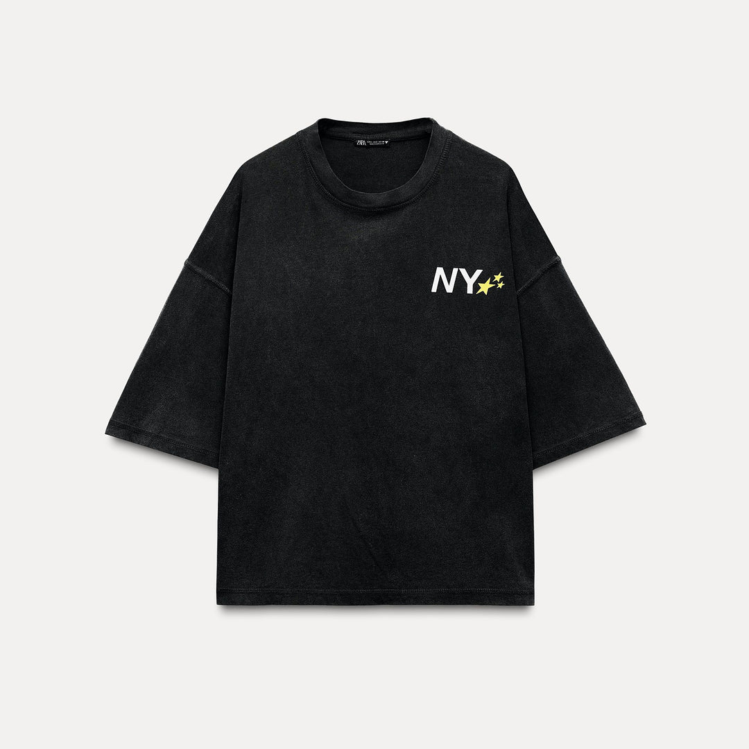 Moudda ZARA - T-shirt Délavé Texte NYC - Tunisie 1