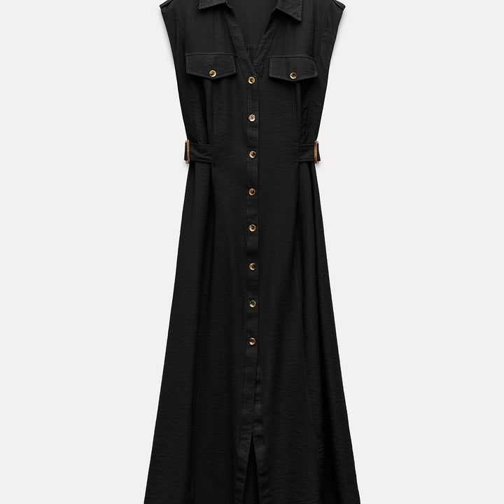 Moudda ZARA - Robe chemise mi-longue style safari détail boucle ceinture - Tunisie 1