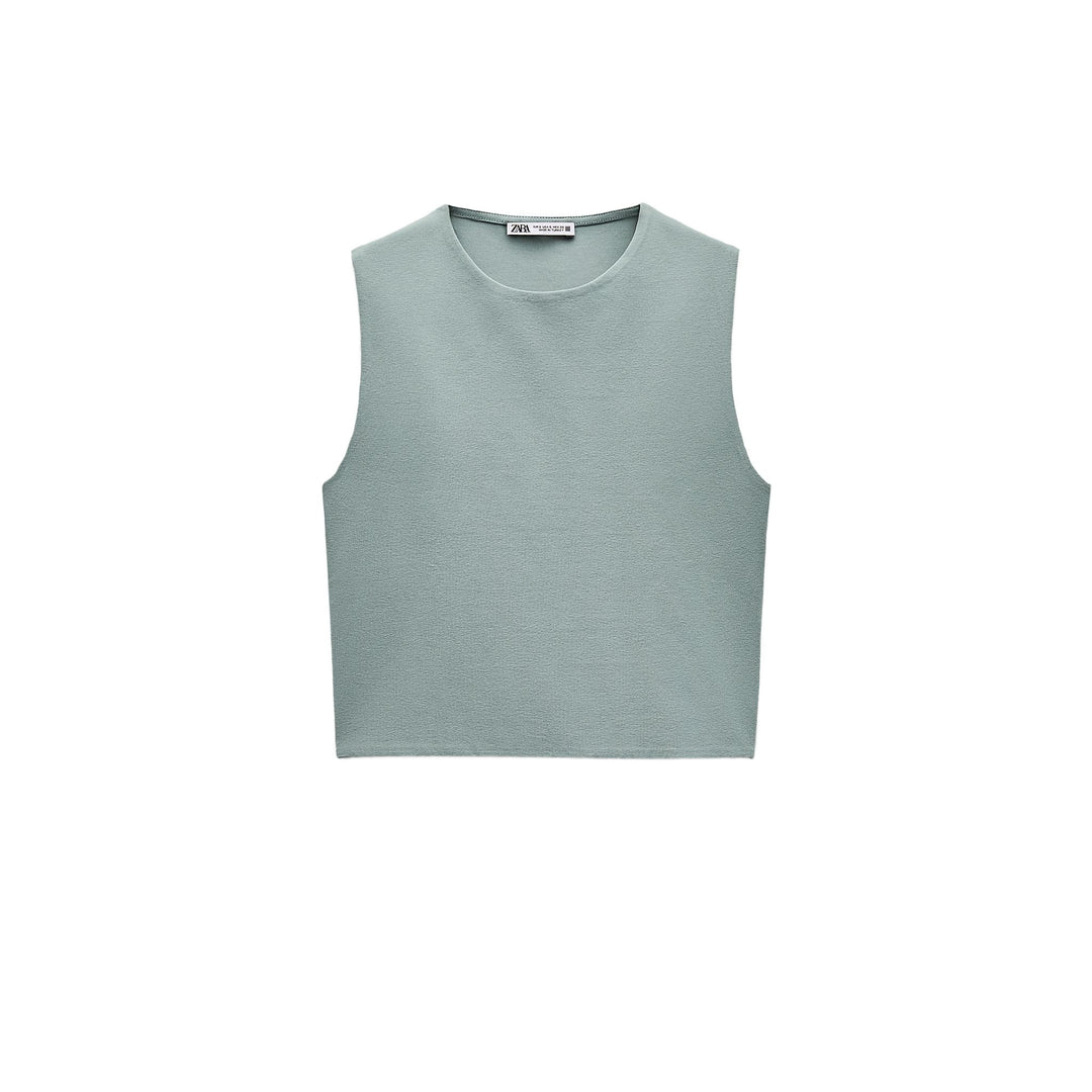 Moudda ZARA - T-shirt coton élasthanne, col rond, court, manches courtes - Tunisie 3