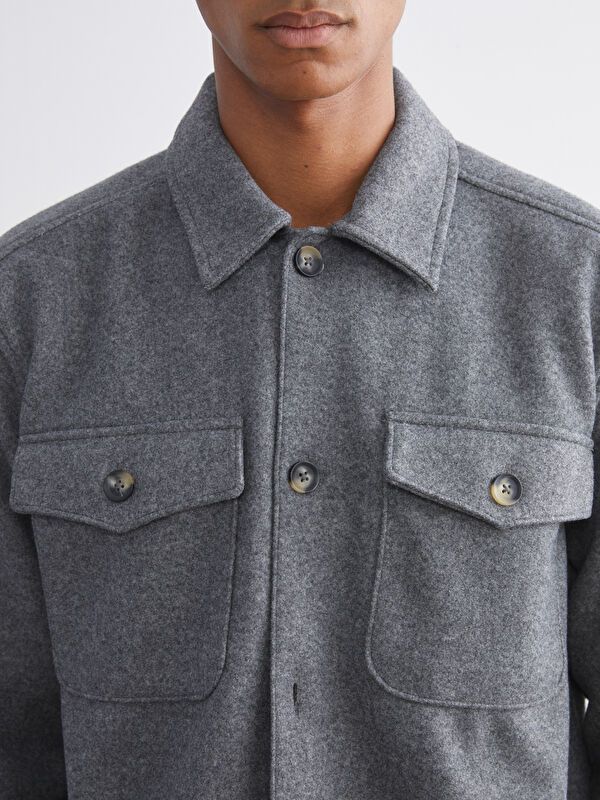 Moudda LC Waikiki - Surchemise en tissu (Shacket) couleur Gris pour hommes - Tunisie 3