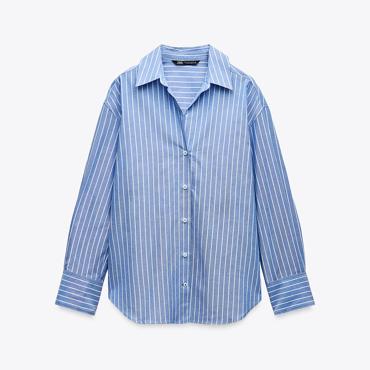 Moudda ZARA - Chemise oxford rayée fine manches longues encolure marquée - Tunisie 2