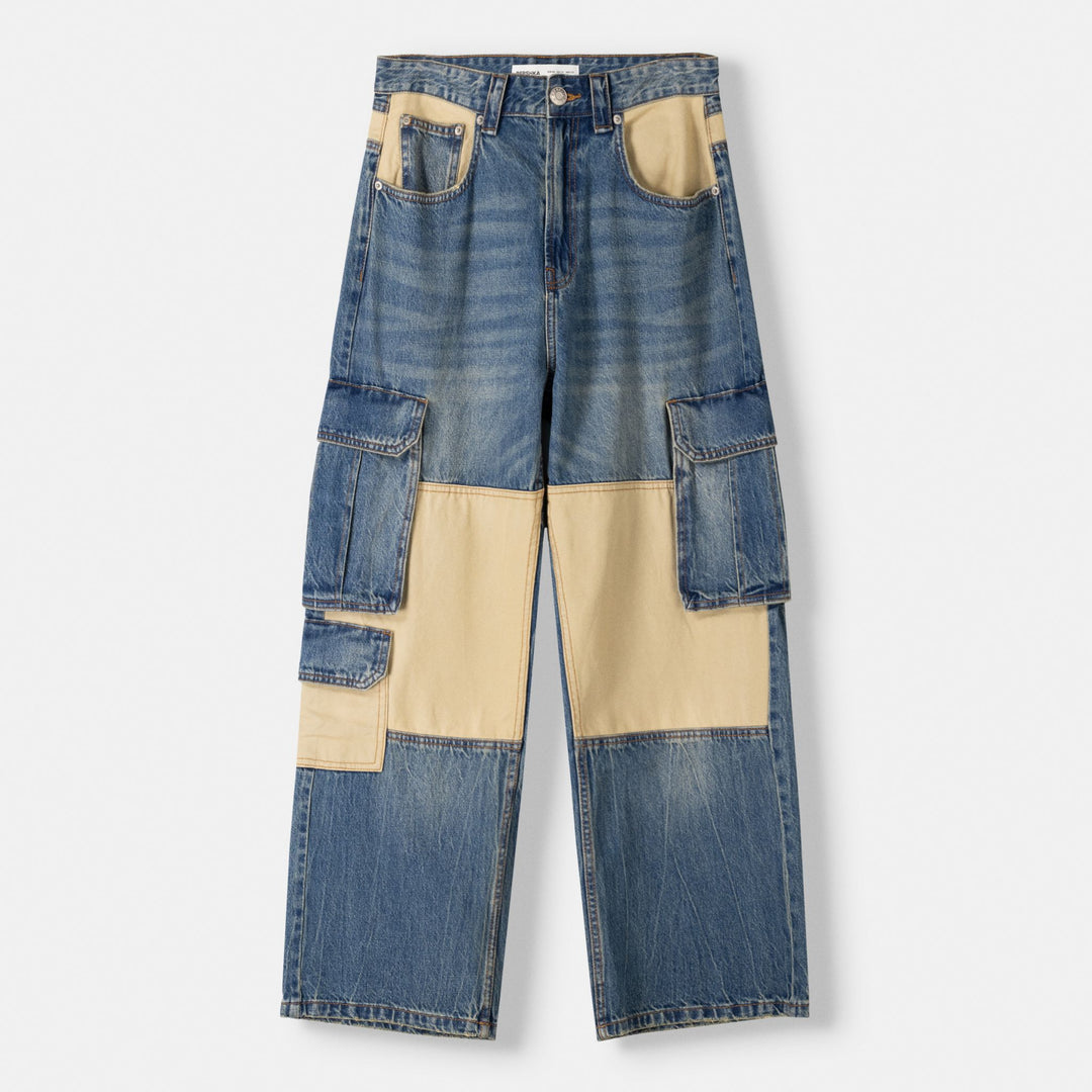 Moudda BERSHKA - Jean cargo ample color block - Tunisie 1