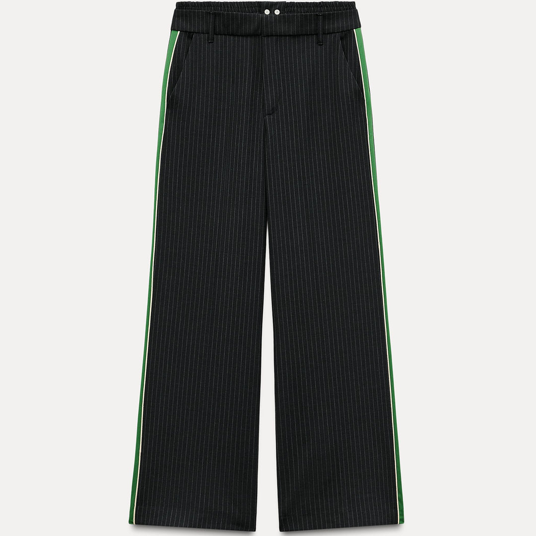 Moudda ZARA - Pantalon fluide rayé diplomate boxer bande latérale liseré - Tunisie 1