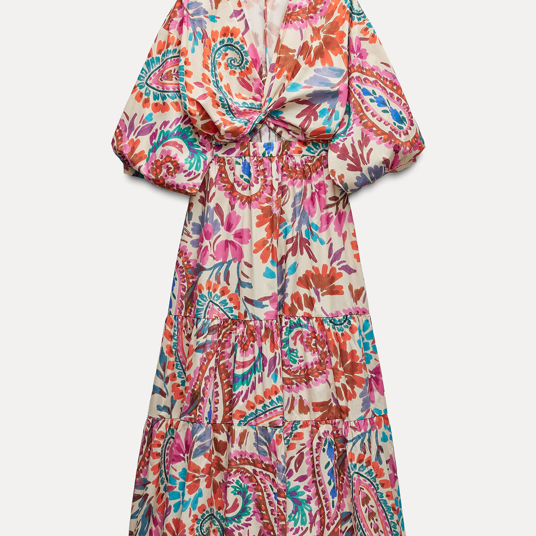 Moudda ZARA - Robe longue nœud imprimée multicolore - Tunisie 2