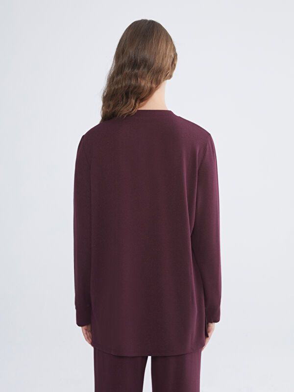 Moudda LC Waikiki - Tunique en jersey manches longues Femme Bordeaux - Tunisie 4