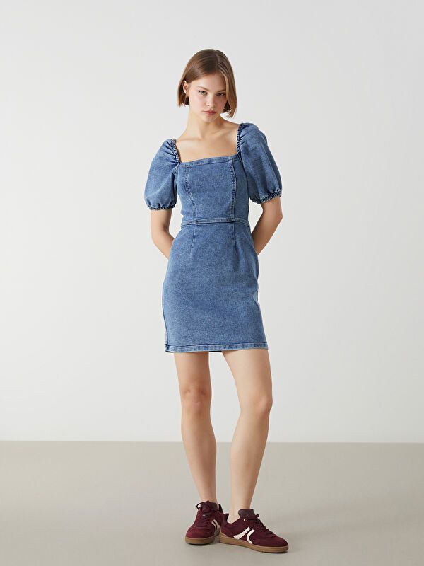 Moudda LC Waikiki - Robe manches courtes en jean pour Femme - Tunisie 1