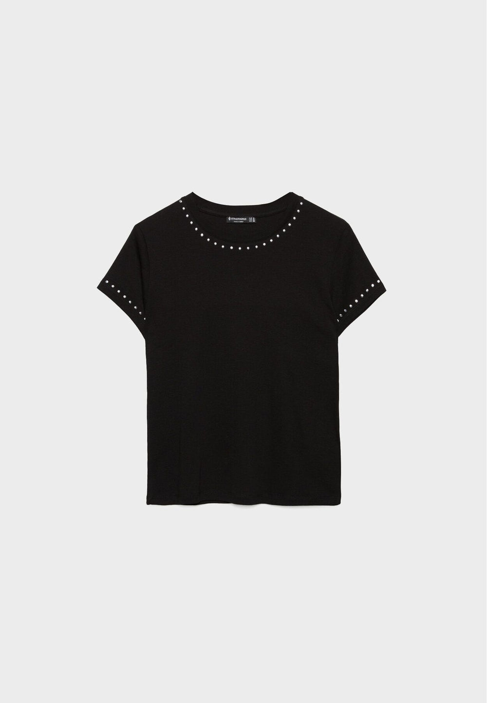 Moudda STRADIVARIUS - T-Shirt Regular M/C Col Rond Fitted avec Détail Clous - Tunisie 2