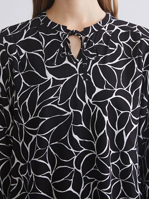 Moudda LC Waikiki - Blouse tissée imprimée manches longues Femme Imprimé en noir - Tunisie 3