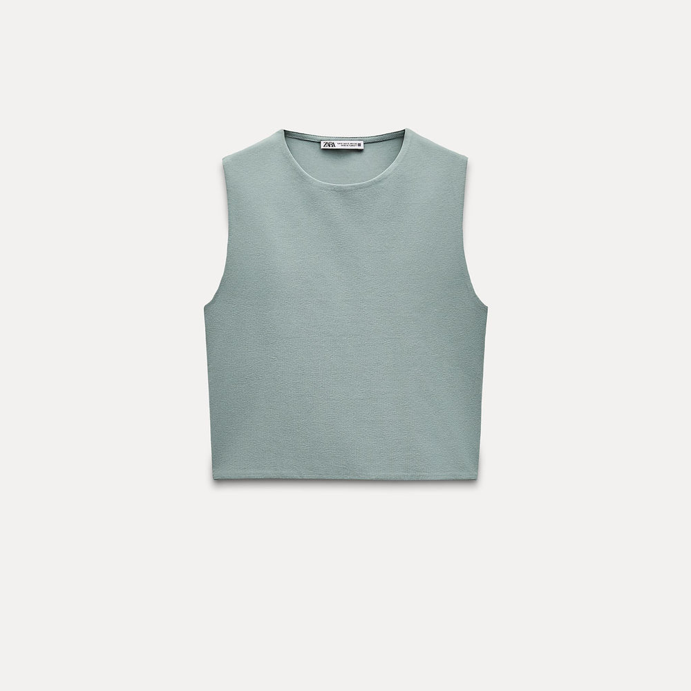 Moudda ZARA - T-shirt coton élasthanne, col rond, court, manches courtes - Tunisie 2