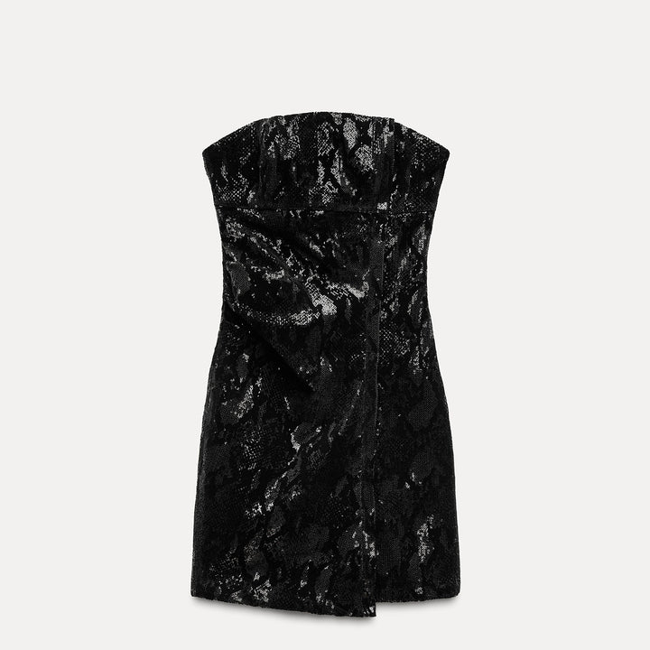 Moudda ZARA - Robe courte col bateau, paillettes, imprimé tacheté - Tunisie 2