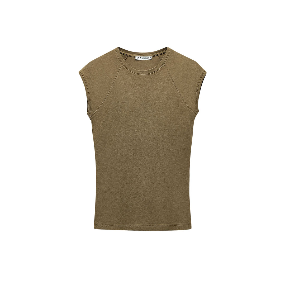 Moudda ZARA - T-shirt Coton Lavé Manches Courtes Raglan - Tunisie 3