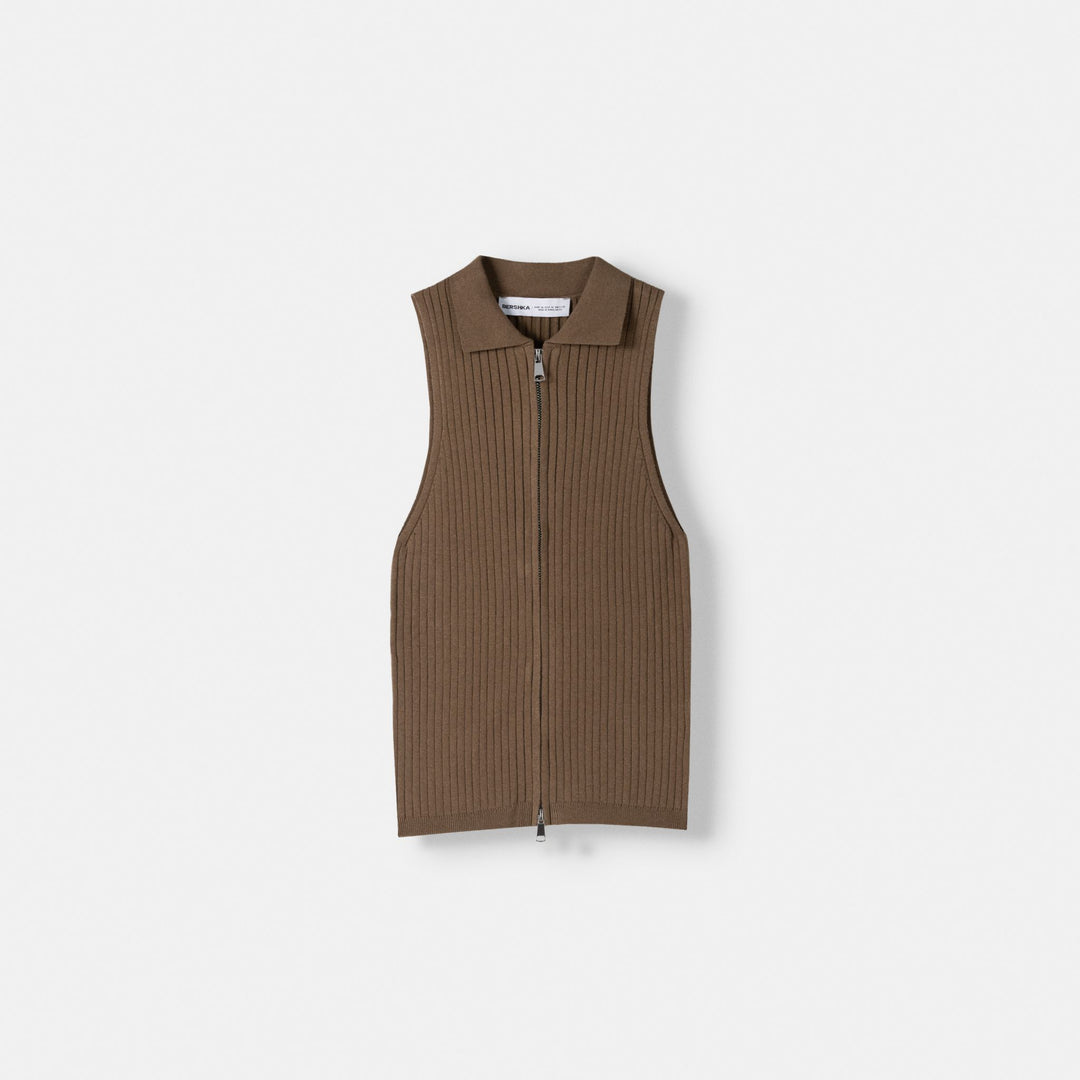 Moudda BERSHKA - Gilet Col Polo Double Zip - Tunisie 1
