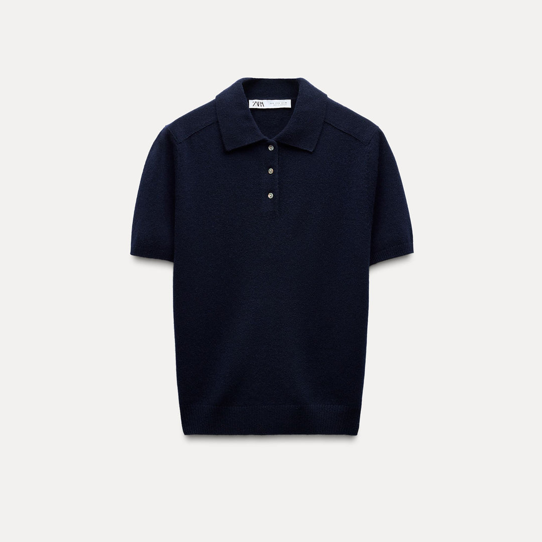 Moudda ZARA - Pull polo en laine RWS, détail patch épaule - Tunisie 1