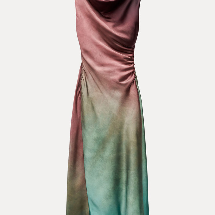 Moudda ZARA - Robe mi-longue satinée manches courtes tie & dye - Tunisie 1