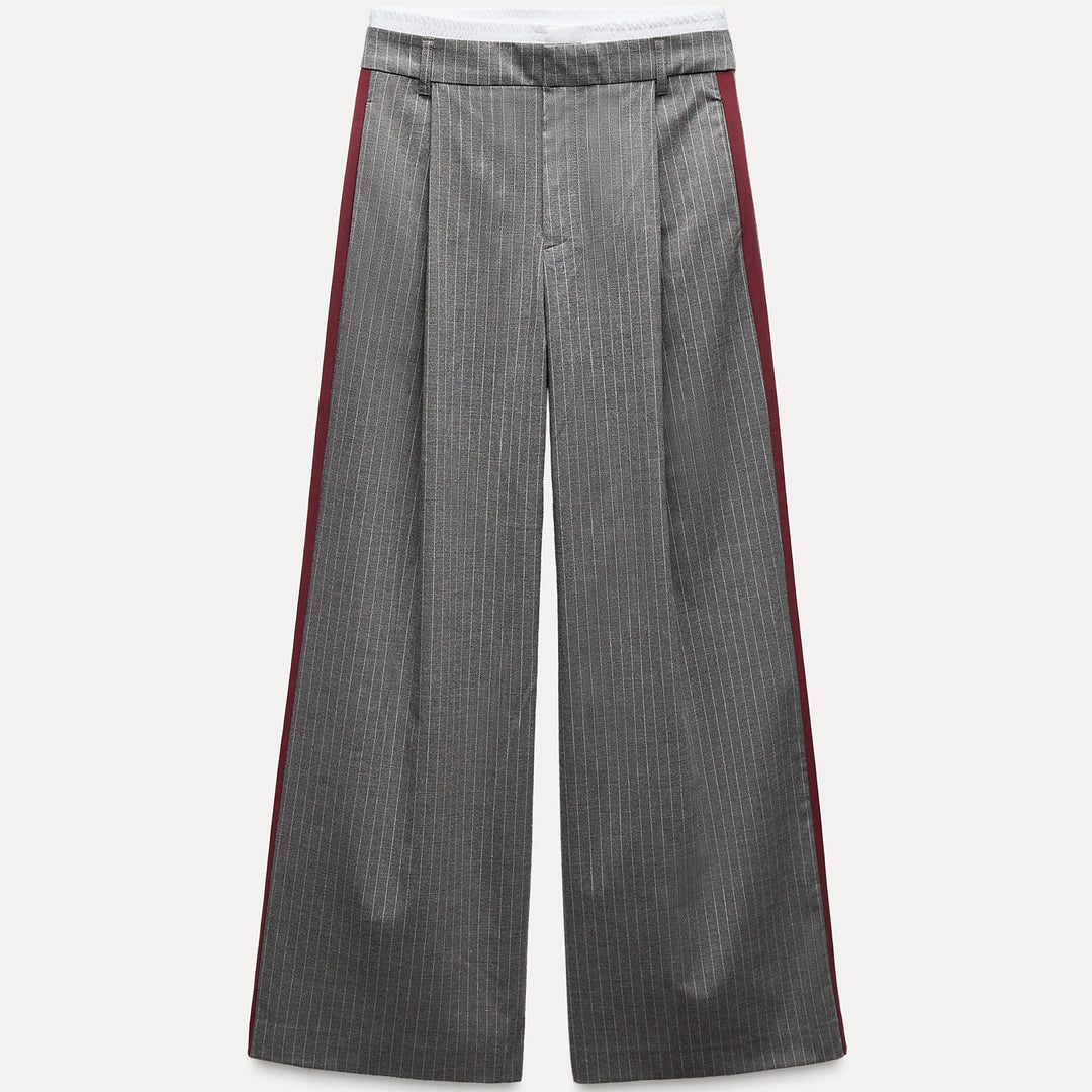 Moudda ZARA - Pantalon fluide rayure diplomatique, ceinture boxer, bande latérale - Tunisie 2