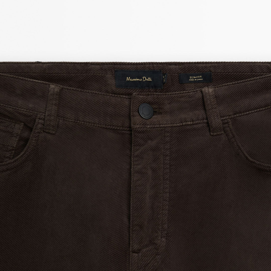 Moudda Massimo Dutti - Pantalon jean velours côtelé diagonal coupe slim - Tunisie 7