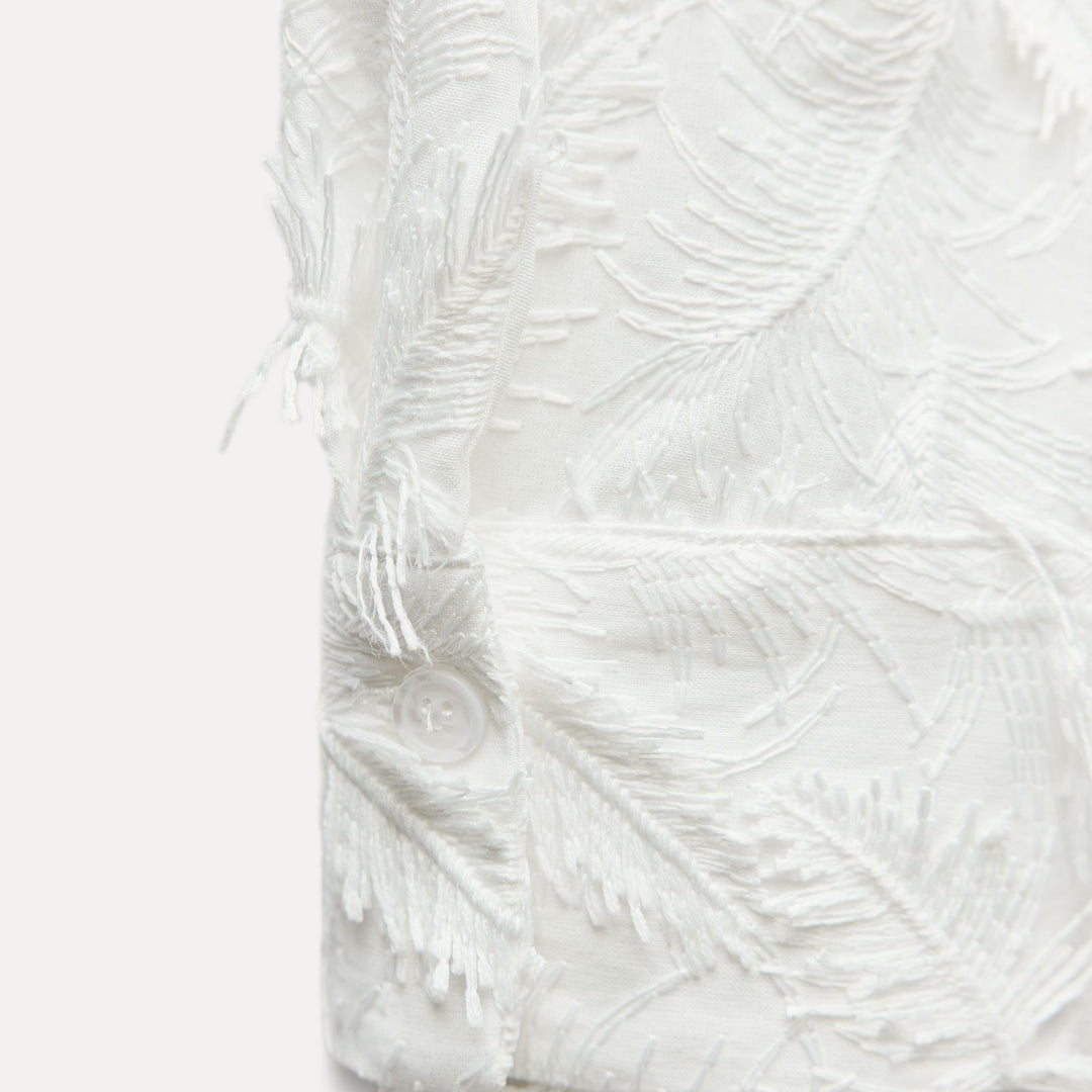Moudda ZARA - Chemise fleur brodée tons franges manches longues - Tunisie 4