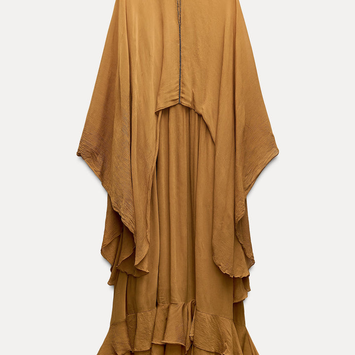 Moudda ZARA - Robe cape volants moutarde - Tunisie 2