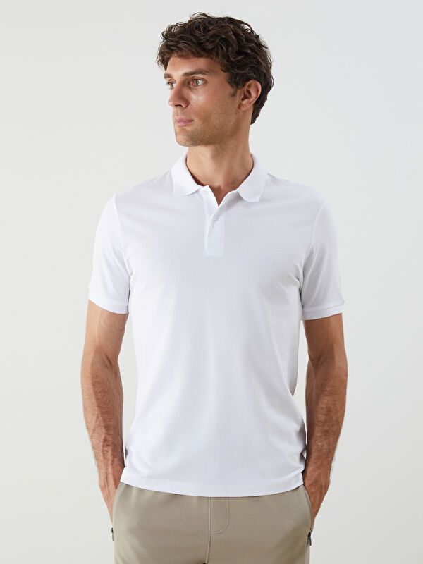 Moudda LC Waikiki - T-shirt col polo basique manches courtes en jersey couleur Blanc pour hommes - Tunisie 1