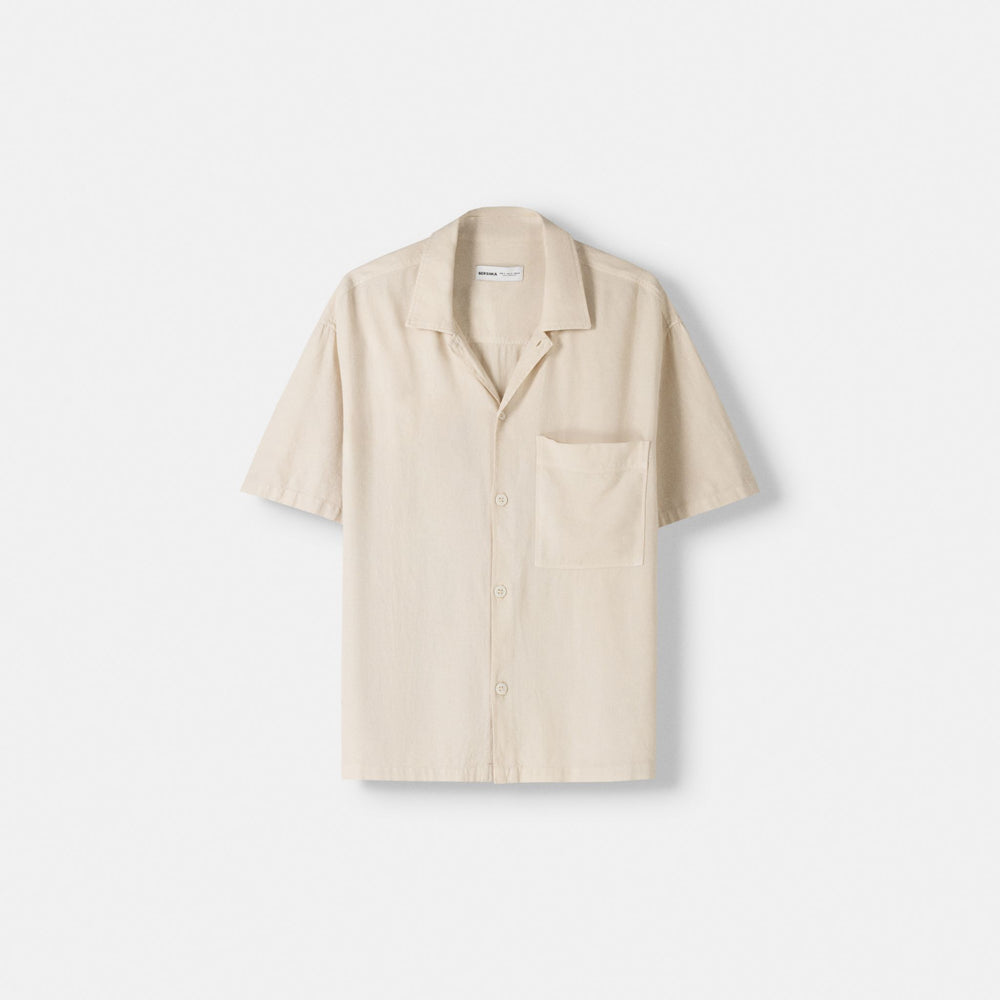 Moudda BERSHKA - Chemise Manches Courtes Relax Lin et Viscose - Tunisie 2